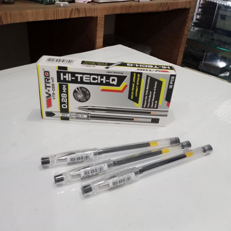 

1 Pack Pulpen gel Hi-tech-Q V-TRO Hitam 0,28mm Isi 12 Pcs