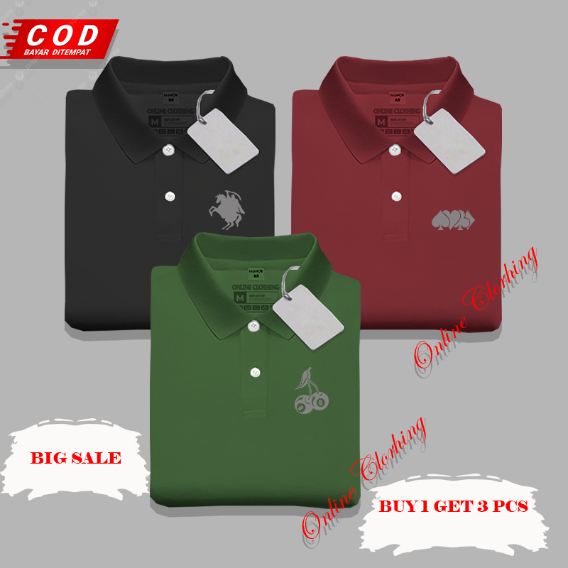 BUY 1 OR 3 PCS - Kerah Polos | Card | Hourse | 8ball | Kaos Kerah Polo Distro Pria