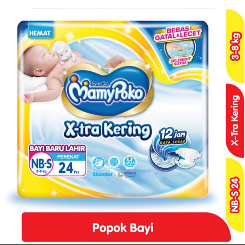 MAMYPOKO PANTS X-tra kering pampers popok diapers bayi NB-S24/S22/M20/L20/XL20/XXL18