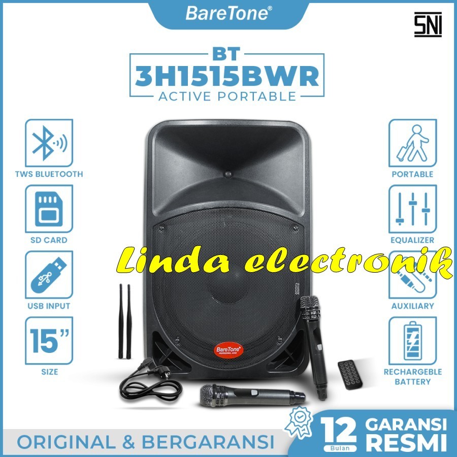 speaker portable baretone bt 3h1515bwr bt3h 1515 bwr 15 inch original