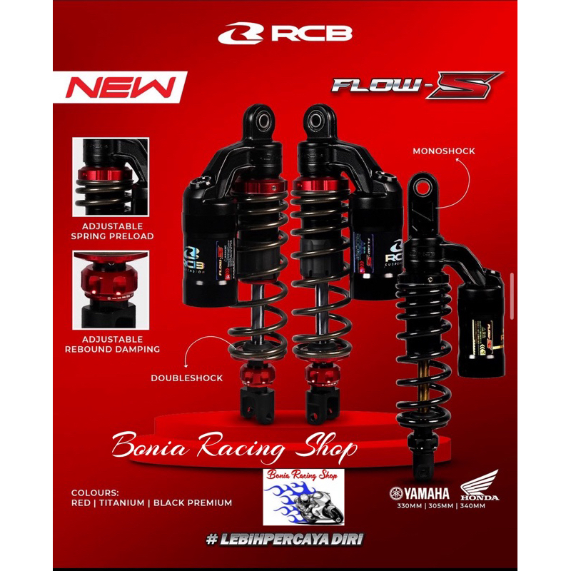 Shockbreaker Shock RCB Flow S Ukuran 305MM/ 330MM/ 340MM Vario 125/ Vario 150/ Vario160/ Xride/ Scoo