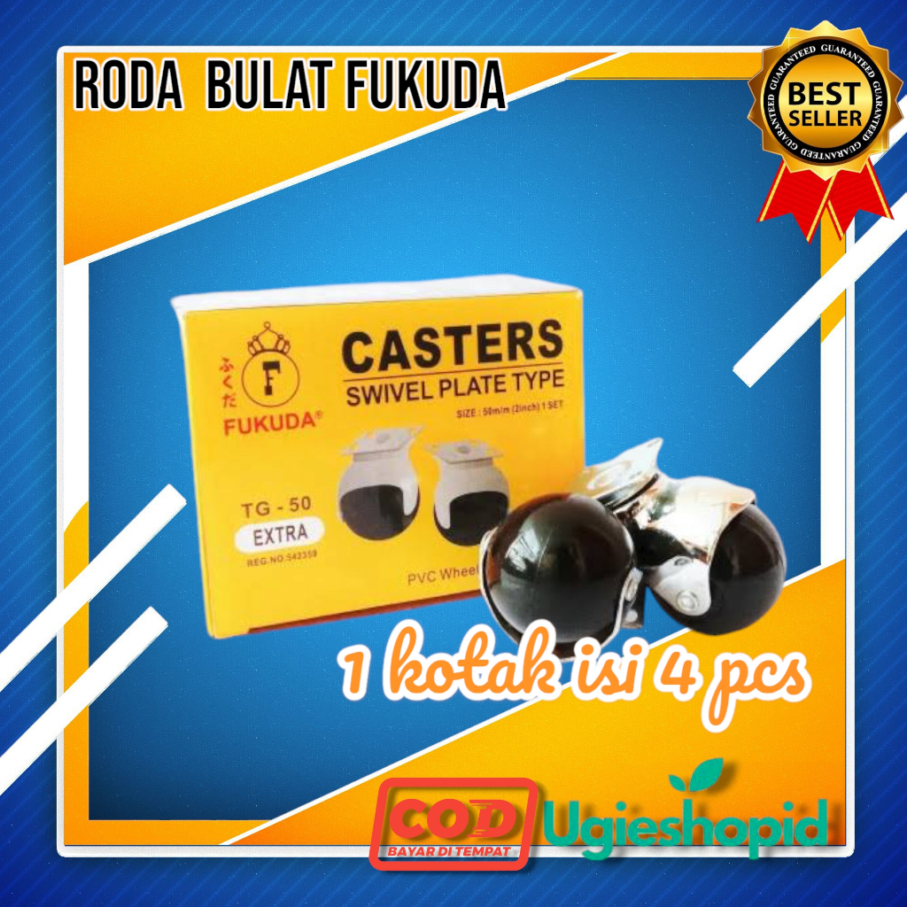 RODA CASTER SWIVEL MERK FUKUDA / RODA BULAT FUKUDA 1 KOTAK ISI 4 Pcs