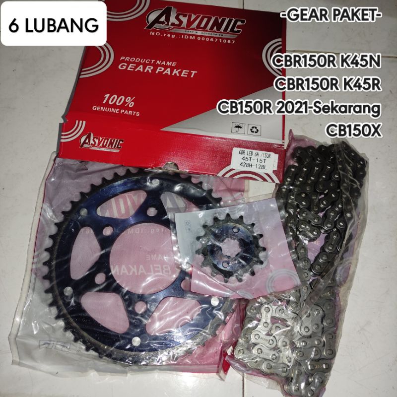 Gear Paket Set CBR150 (K45N), CB 150 (2020 UP), CB150X -6Lubang-