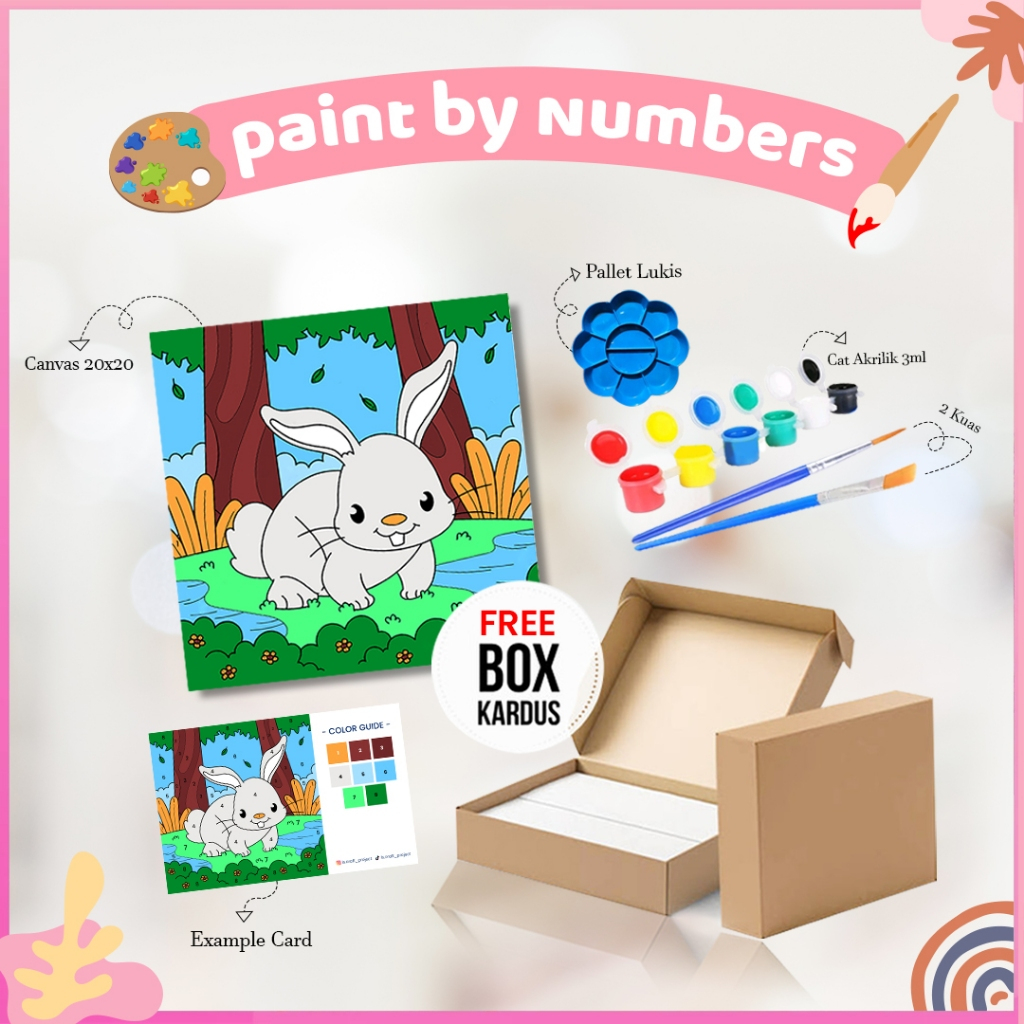 

Kanvas Painting By Number 20x20 cm Canvas Paint Kit Set DIY Canvas Acrylic Paint Mewarnai Berdasarkan Angka Kanvas Sketsa Painting Bergambar Kanvas Anak Mini