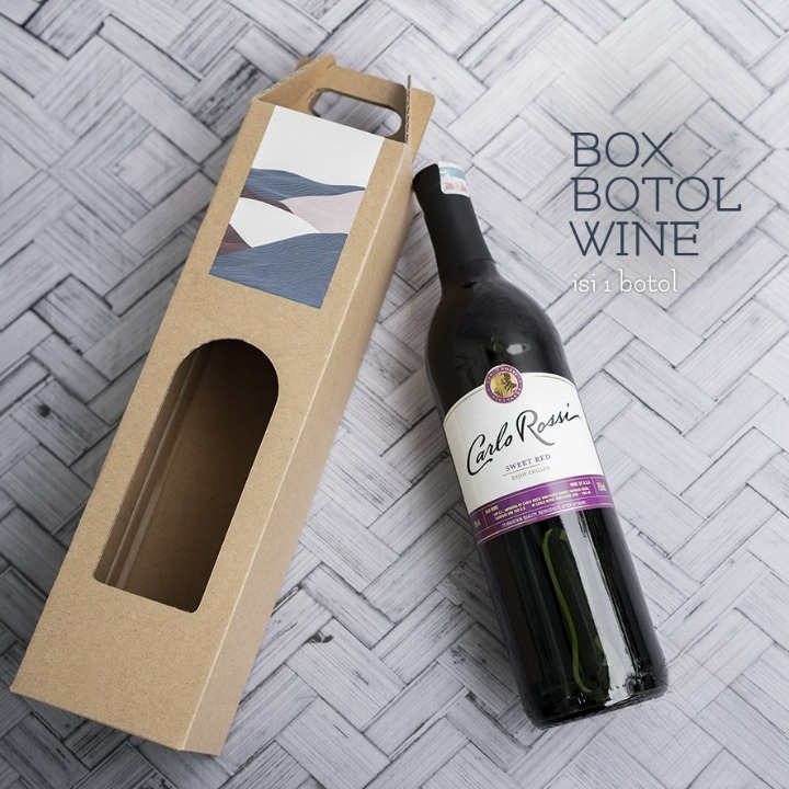 

Box Kemasan Botol Wine Dus Jinjing botol ukuran 8,5x8,5x31cm kotak packaging hampers minuman 1 Botol harga 10pcs