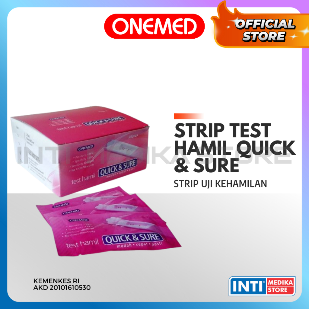 ONEMED - Strip Alat Test Hamil QUICK & SURE | Test Pack Uji Kehamilan BOX Isi 25 Pcs
