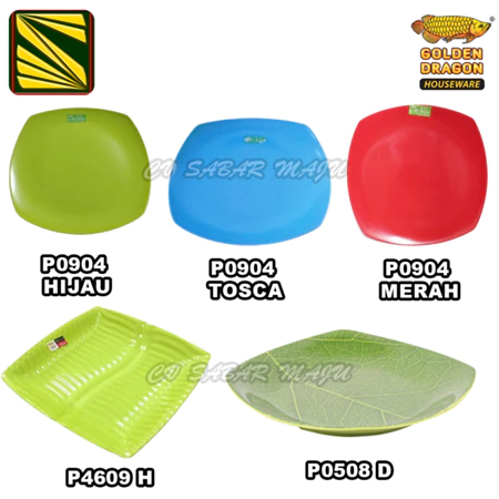 Golden Dragon Piring Makan / Piring Melamin / Piring Melamin Kotak (9inch)