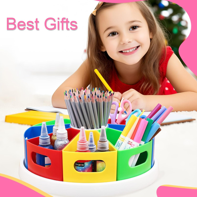 

Organizer Meja Anak Putar 360 Derajat, Penyimpanan dan Penataan Perlengkapan Seni Warna-warni dengan 8 Kompartemen yang Dapat Dilepas, Bahan ABS Tahan Lama 12" untuk Penggunaan di Kelas & Rumah – Hadiah Sempurna untuk Guru dan Anak