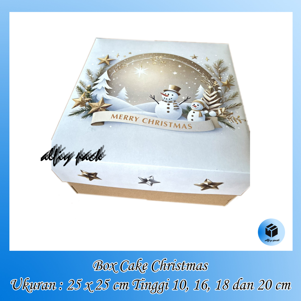 

1pack isi 5pcs BOX MARMER CAKE WHITE SNOW CHRISTMAS 25X25 CM DUS HAMPERS NATAL KOTAK KUE TEMPAT ROTI