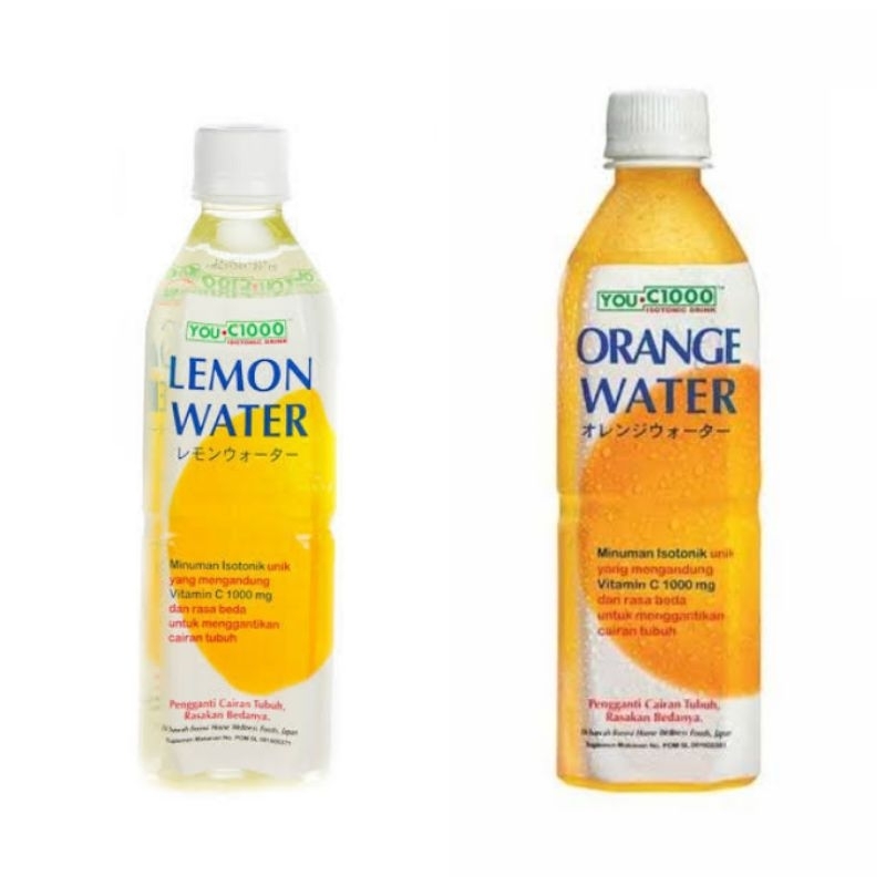 

you c 1000 lemon water 500ml orange water 500ml satuan