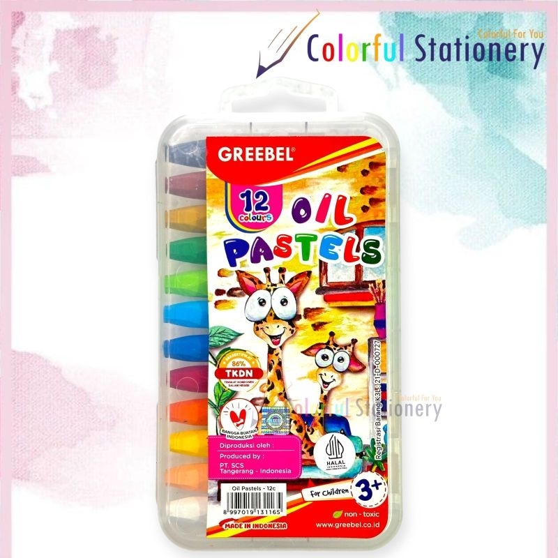 

Crayon / Kerayon GREEBEL Oil Pastel 12 Warna