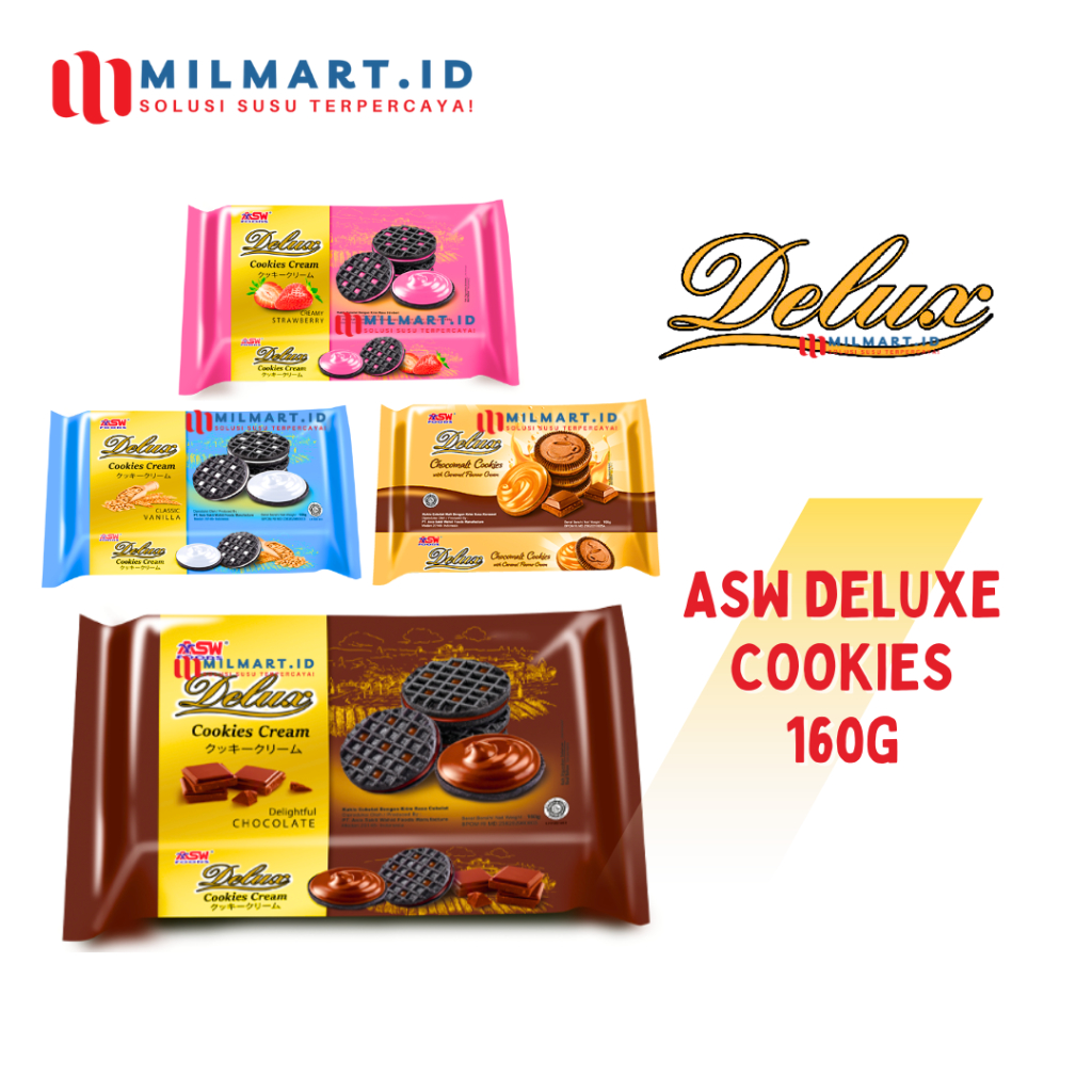 

ASW DELUX CREAM COOKIES 160G BISCUIT KRIM CHOCOLATE BISKUIT STRAWBERRY CAMILAN VANILLA JAJANAN COKLAT