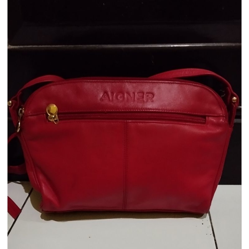 tas kulit asli brand Aigner