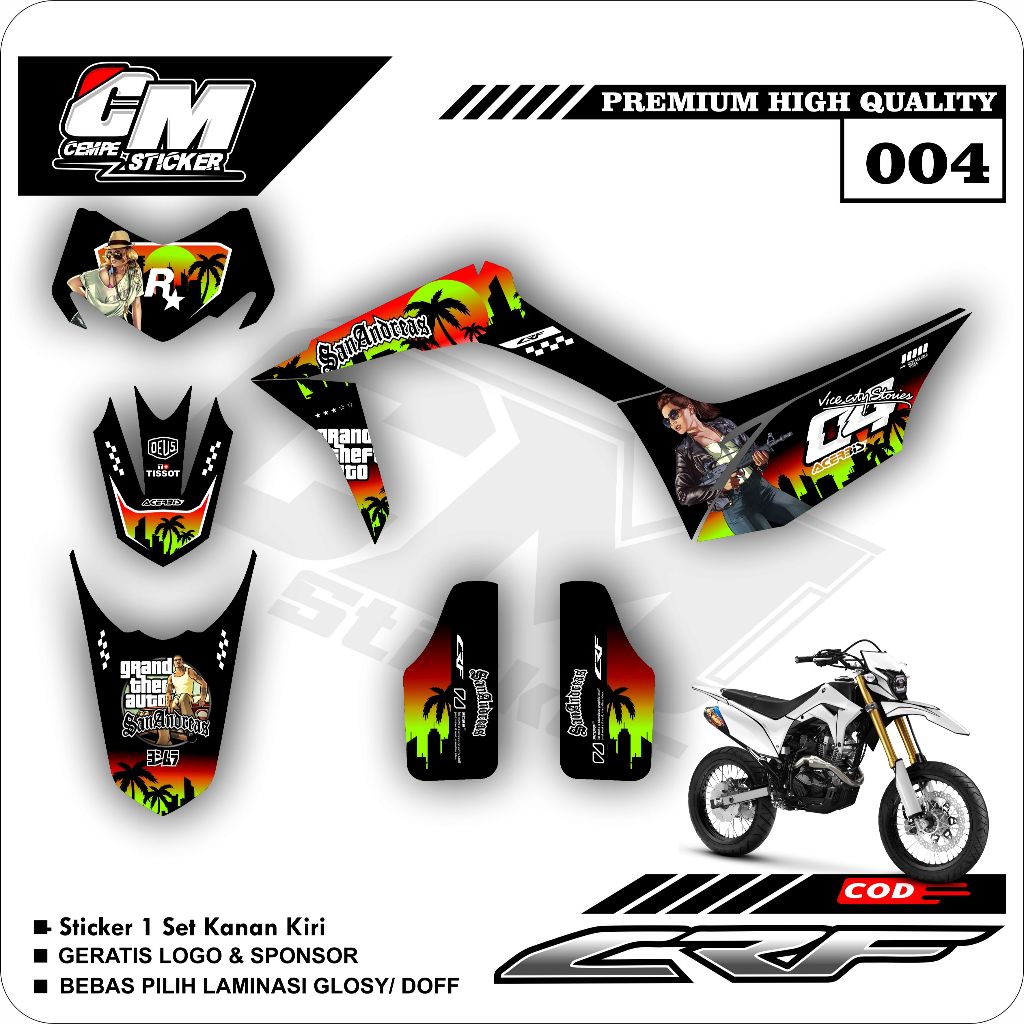 Stiker Lis Variasi CRF 150 L Decal Striping Standar CRF 150 L Premium Racing CM04