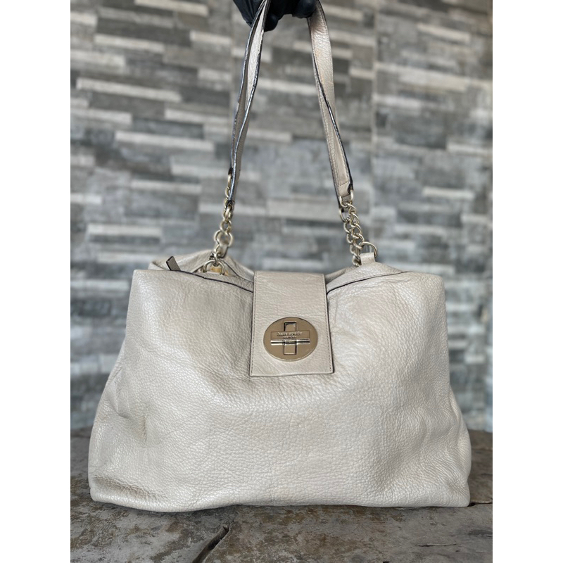 Tas Tote Wanita 100% Original - Kate Spade Cream Leather