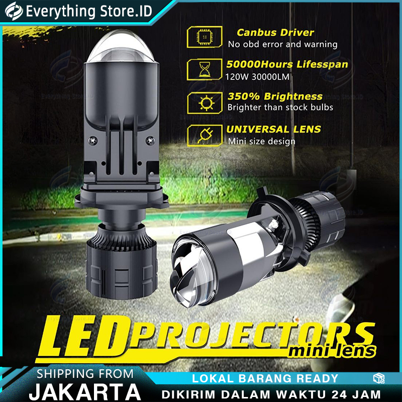 Lampu LED H4 Mobil Lampu 120W Sorot Mobil Super Terang Lampu Motor Super Terang H4 LED Projector