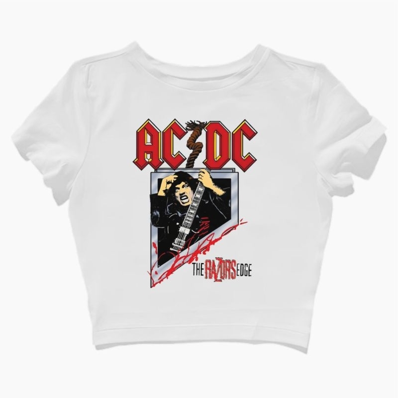 CROP TEE ACDC WASHED T-SHIRT / OVERSIZE / SLIM-FIT / CROP TOP ACDC