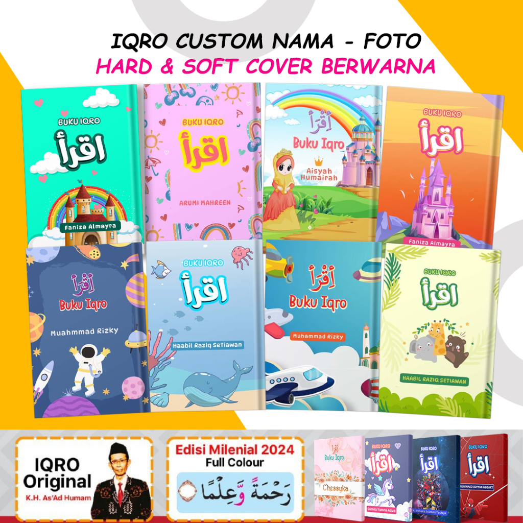 Iqro Custom Tulis Nama Desain Cover Iqro Warna Custom Hard Cover Dan Soft Cover