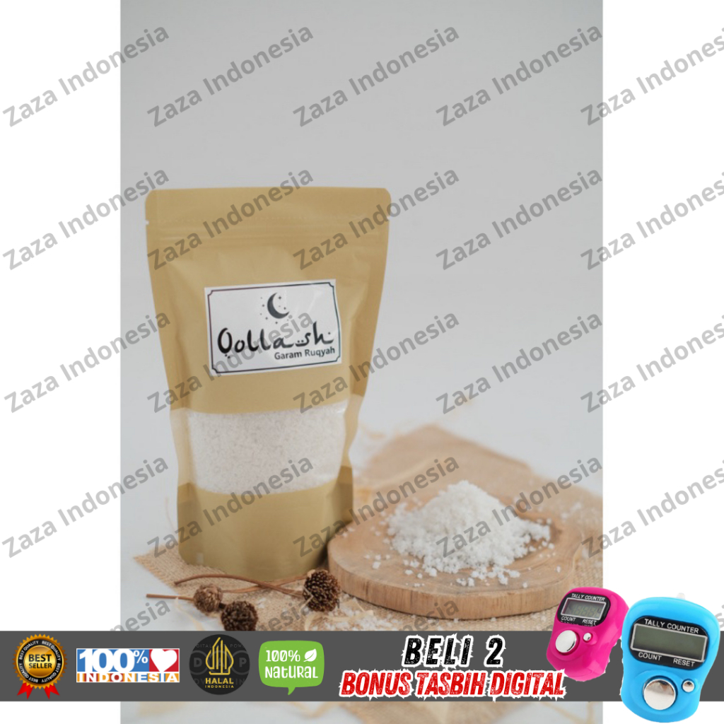 

Qollash Asma Garam Ruqyah Asli Kemasan 500 Gram, + Tasbih Digital | Memperlancar Rezeki & Aura