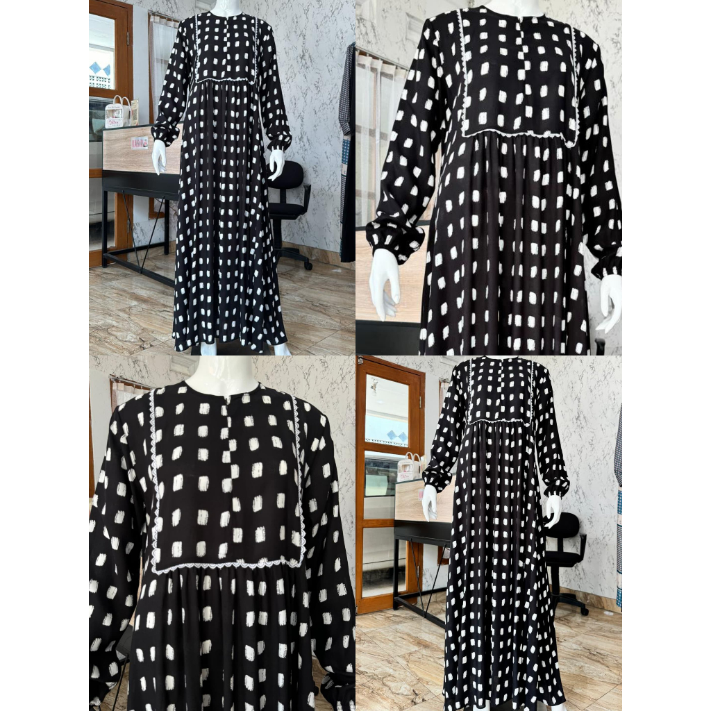GAMIS RAYON MOTIF WARNA HITAM