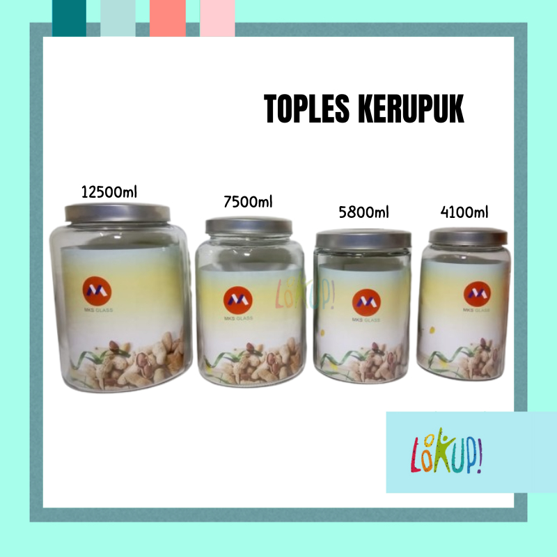 Toples Kaca / Toples Kerupuk / Wadah Makanan Seal Kedap Udara /  Toples Kaca Besar / Glass Jar