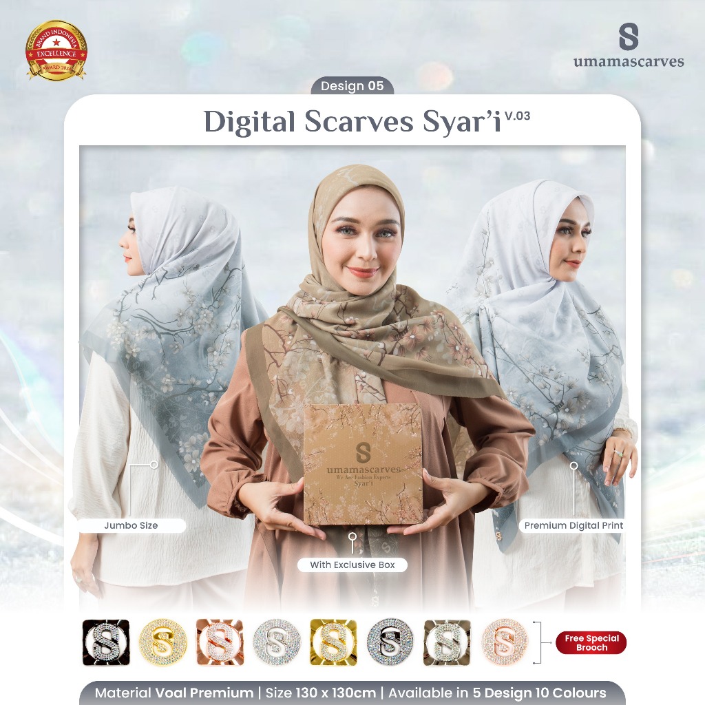 UMAMA SCARVES SYARI MOTIF - Hijab Segiempat Motif Umama Syari jilbab Voal Motif Digital LC Premium 1