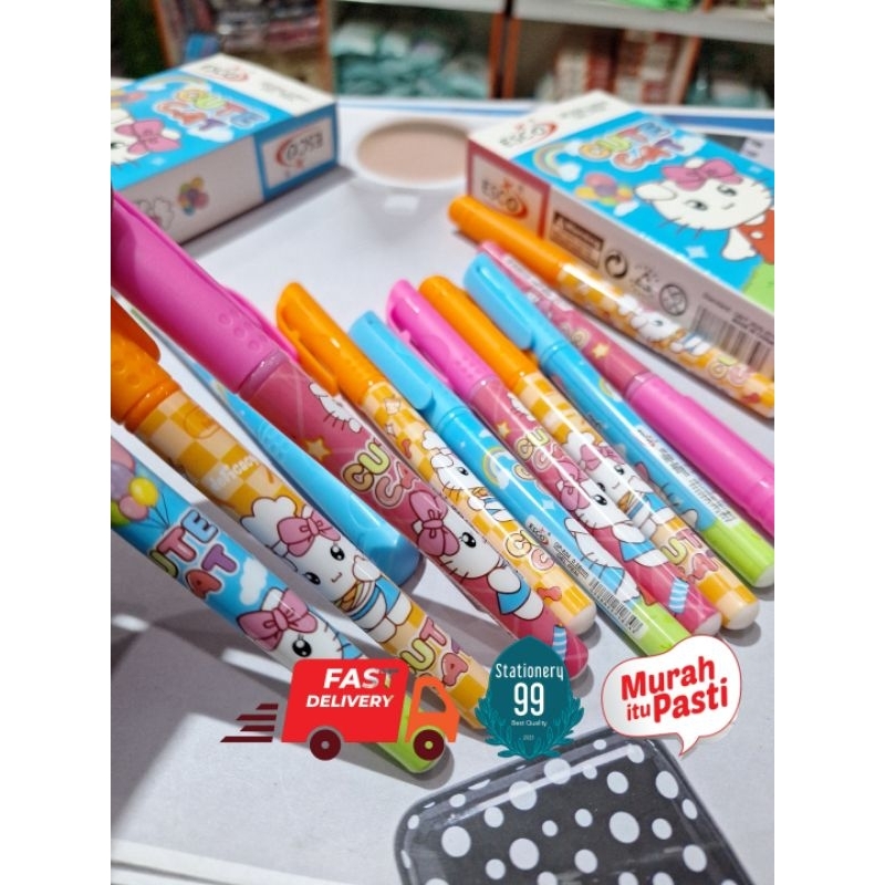 

Cute Cat GP-834/12 Pcs Pulpen Gel Esco/Pena Gel/Pulpen Basah/Pulpen Cair