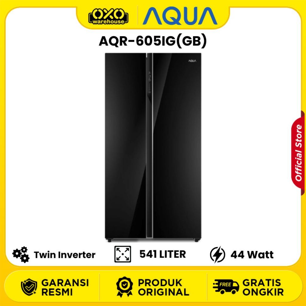 AQUA Kulkas AQR-605IG GB Lemari Es 2 Pintu 541 Liter  Low Watt Garansi Resmi