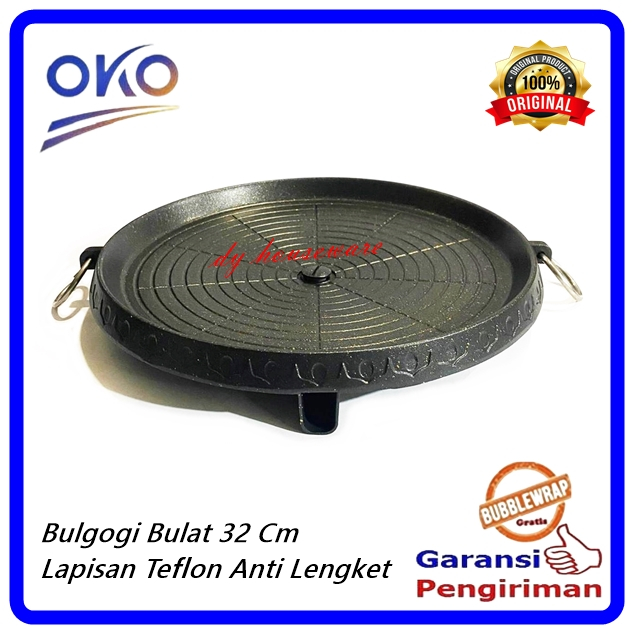 Bulgogi Pan Grill Pan Wajan Panggang Bulat 32 Cm Teflon Coating TANPA TUTUP OKO