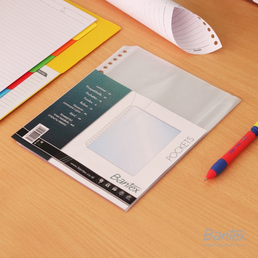 

Bantex PP Pocket Clear Sheet Protector A5 20 Lubang 10 Lembar