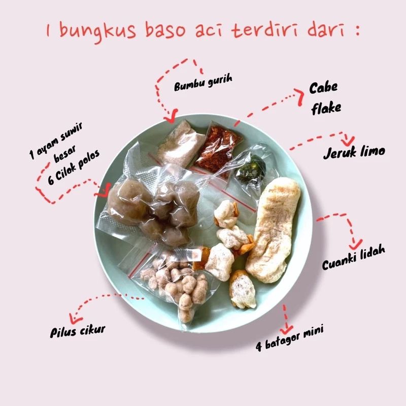 

bakso aci ayam suwir/usus