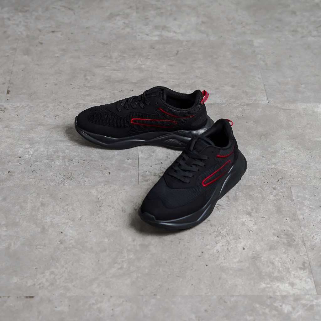 Sepatu HUGO BOSS HUGO LEON RUNN RED BLACK SNEAKER 100% ORIGINAL