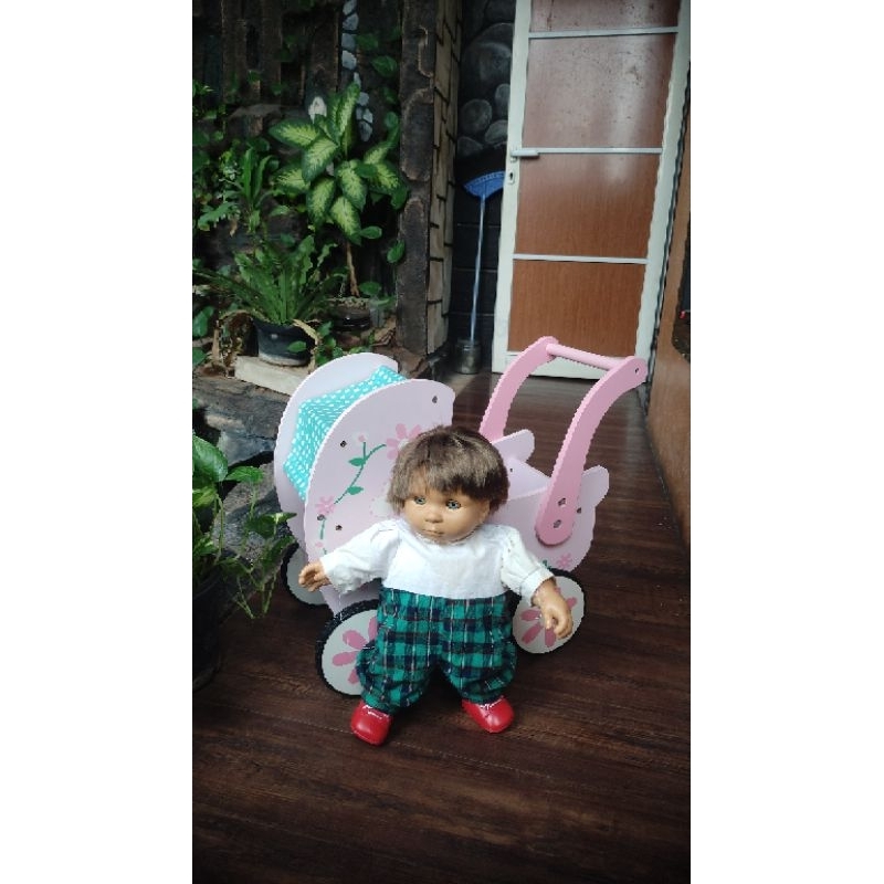 RARE WOODEN DOLL STROLLER MOTHER GARDEN N VINTAGE DOLL D'ANTON JOSS MAINAN ANAK PRELOVED LITTLE TIKE