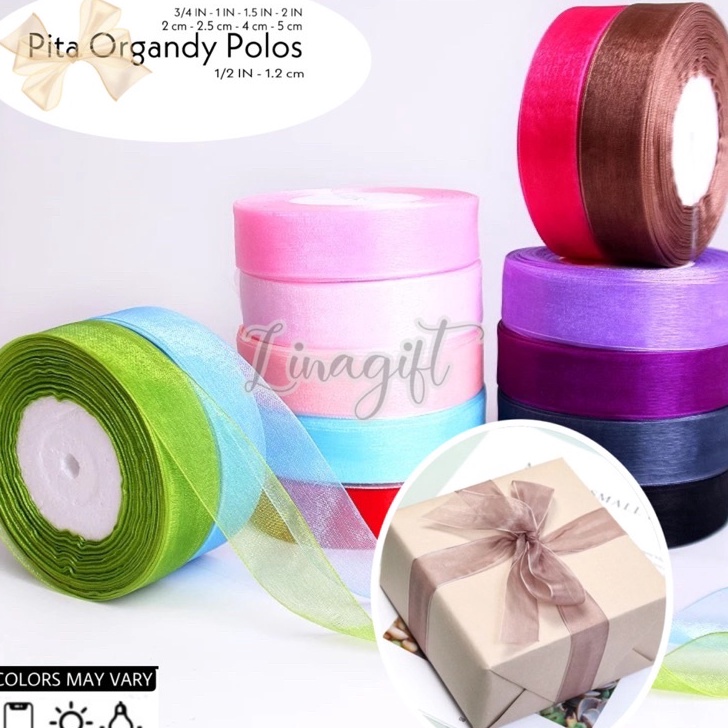 

Rol 2 Yard SILK ORGANDY GIFT RIBBON 2 IN 5 CM PITA KADO ORGANDI POLOS 5MM ORGANZA