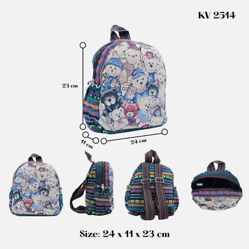 Tas ransel kanvas motif Thailand wanita
