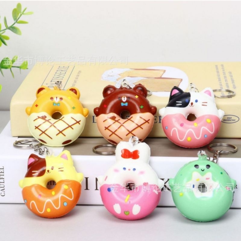Gantungan Kunci Squishy Donat Animal Lucu  | Ganci Squishi Squisi Sekuisi Skuisi