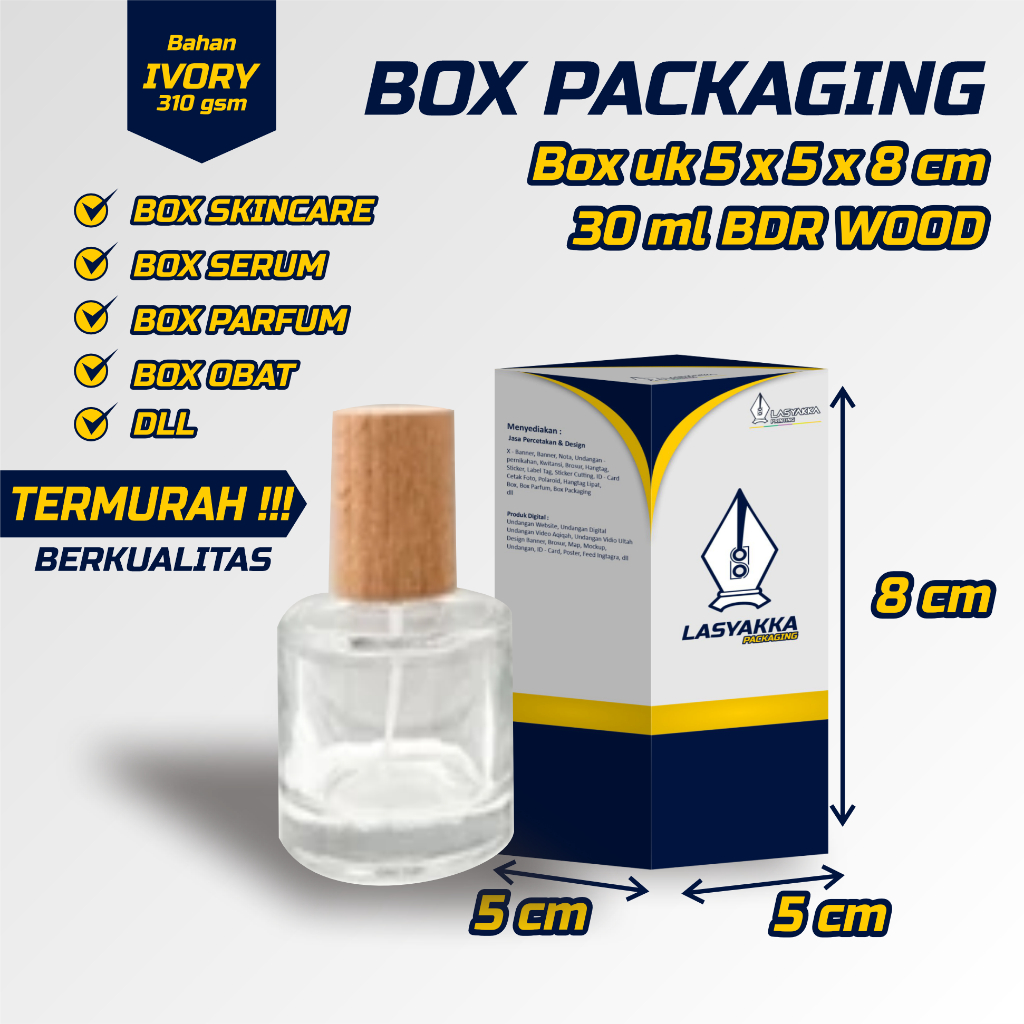 box bdr wood 30 ml custom / kardus  botol wood bdr 30 ml custom / kotak botol bdr wood 30 ml custom 