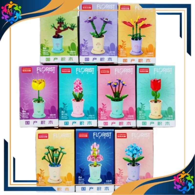 Bricks Lego Bunga Murah Mainan Edukatif DIY Bentuk Bunga Dengan Pot