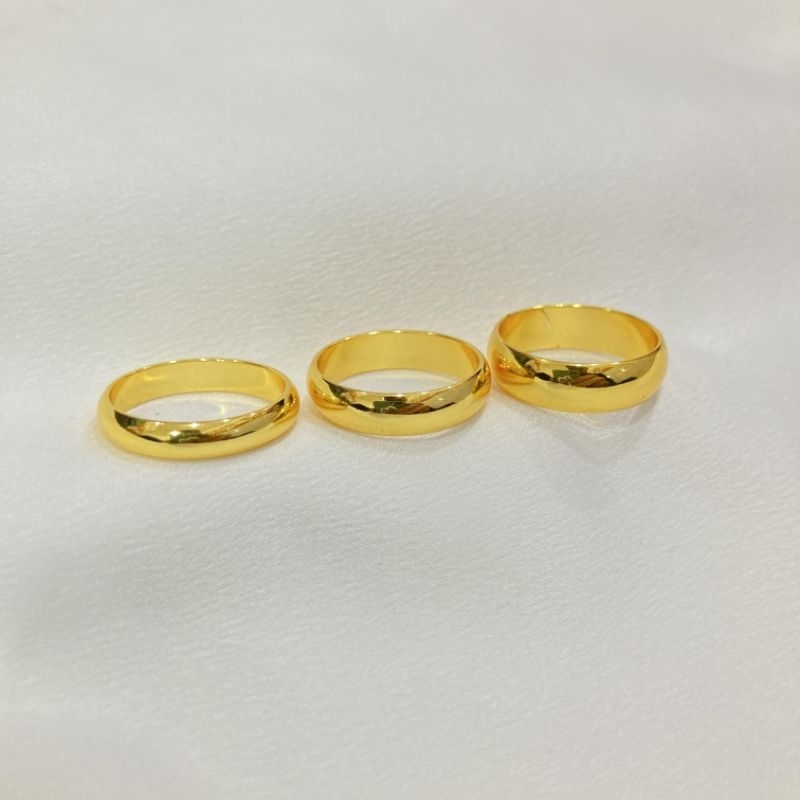 Cincin Polos Warna emas 24 Karat Lapis Emas Aksesoris Fashion Si