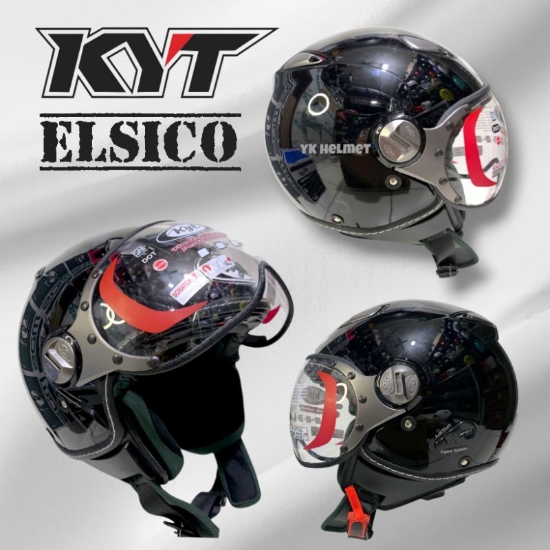 HELM KYT ELSICO BLACK GLOSSY original KYT - SNI