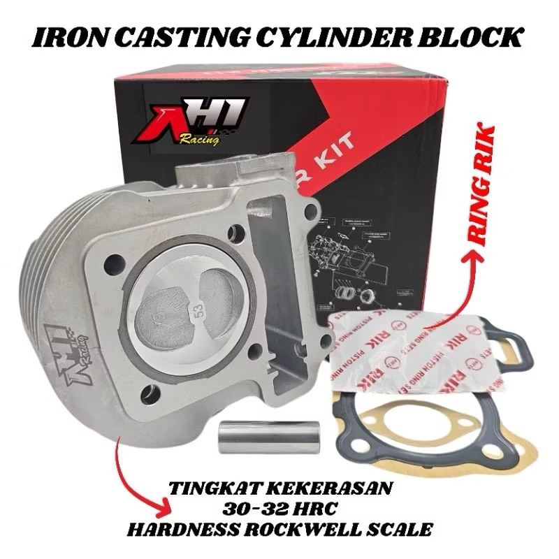 BORING BLOCK BLOK SEHER BORE UP AH1 BEAT SCOOPY SPACY KARBU 53 MM SUPER IRON CASTING BLOCK - CYLINDE