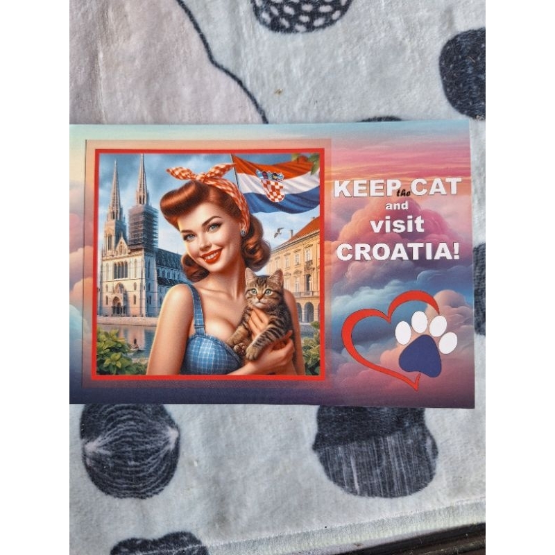 

kartu pos keep cat and visit series/keep cat and visit croatia postcard