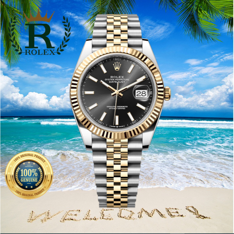 100% Original Rolex LogDate m126333-0010 Pria Otomatis 41mm Jam Tangan Pria Mekanik Otomatis Bisnis 
