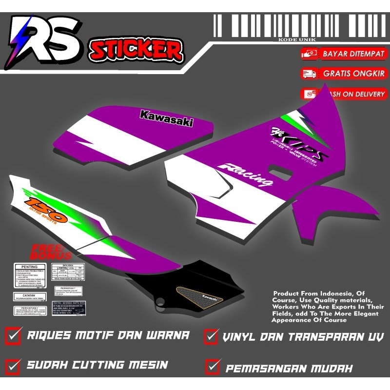 sticker striping ninja krr ssr custom 11 transparan uv(bisa riquest)