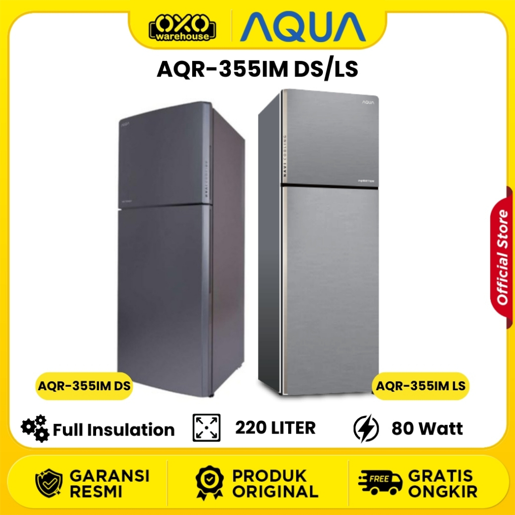 AQUA Kulkas AQR 355IM Lemari Es 2 Pintu 270L Low Watt Garansi Resmi