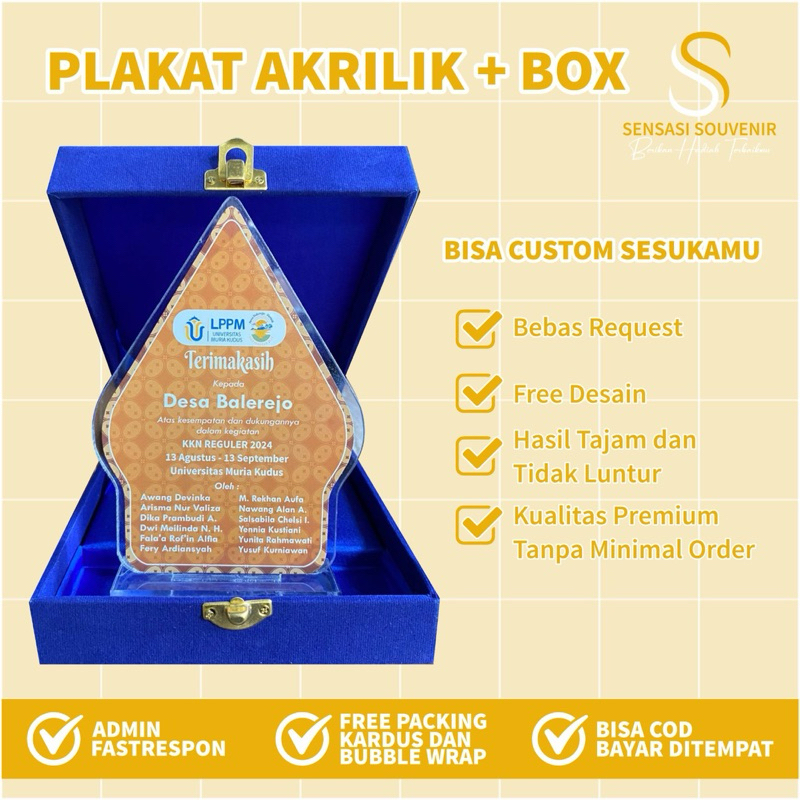 PLAKAT AKRILIK PLUS BOX BLUDRU POLOS BATIK CUSTOM FREE DESAIN