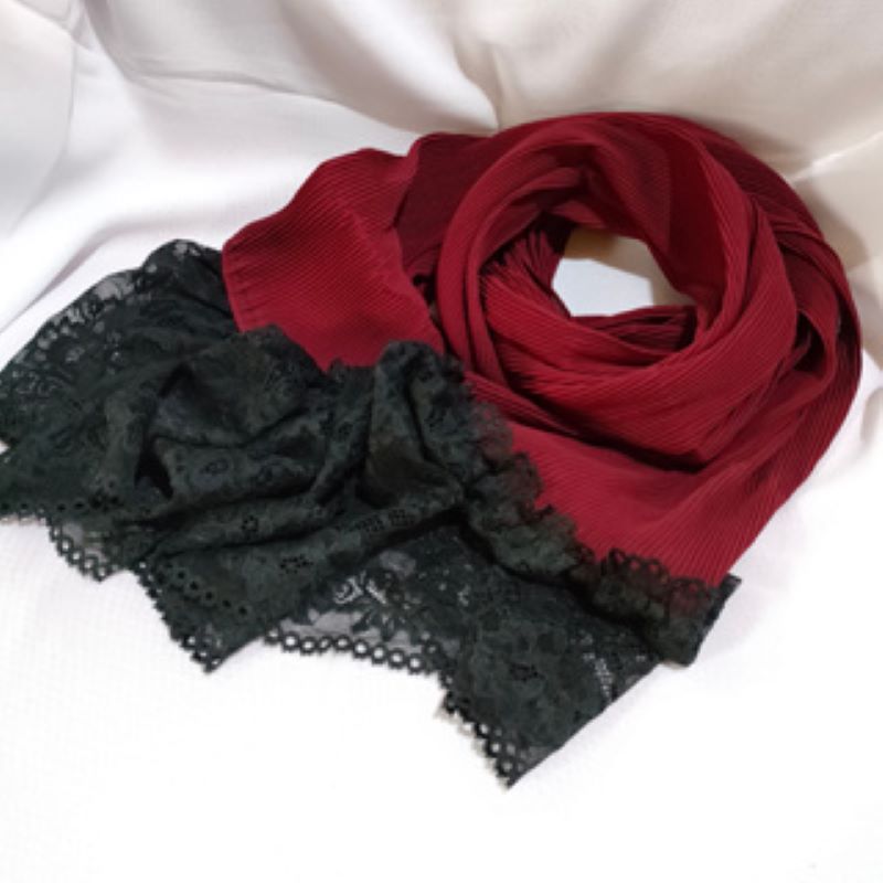 Hijab Pasmina Ceruty Babydoll  Jilbab Pashmina Plisket Renda  Kerudung Prisket