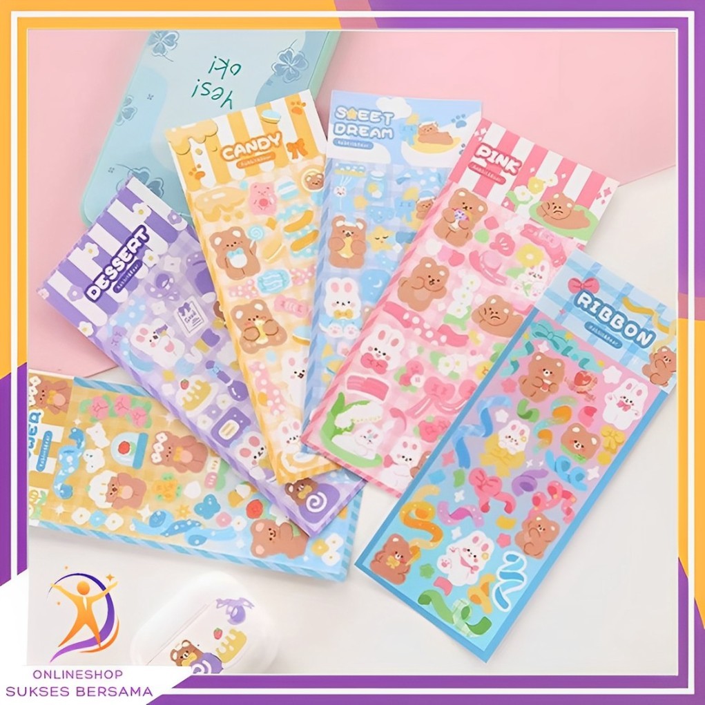 

OSB STICKER WATERPROOF KARTUN BEAR RABBIT HOLOGRAM STIKER MOTIF KARTUN BERUANG DAN KELINCI KOREA LUCU ANTI AIR DEKORASI HANDBOOK SCRAPBOOK DIY STICKER BOTOL MINUM TUMBLR VIRAL LUCU MURAH CANTIK