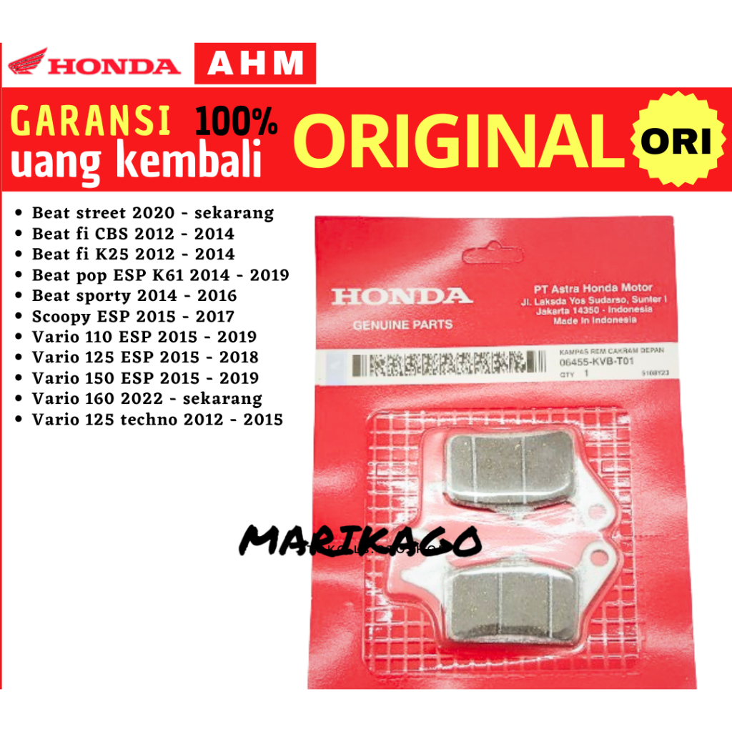 ORIGINAL Kampas Rem Cakram Depan Dispad Matic Vario Beat Scoopy KVB Asli