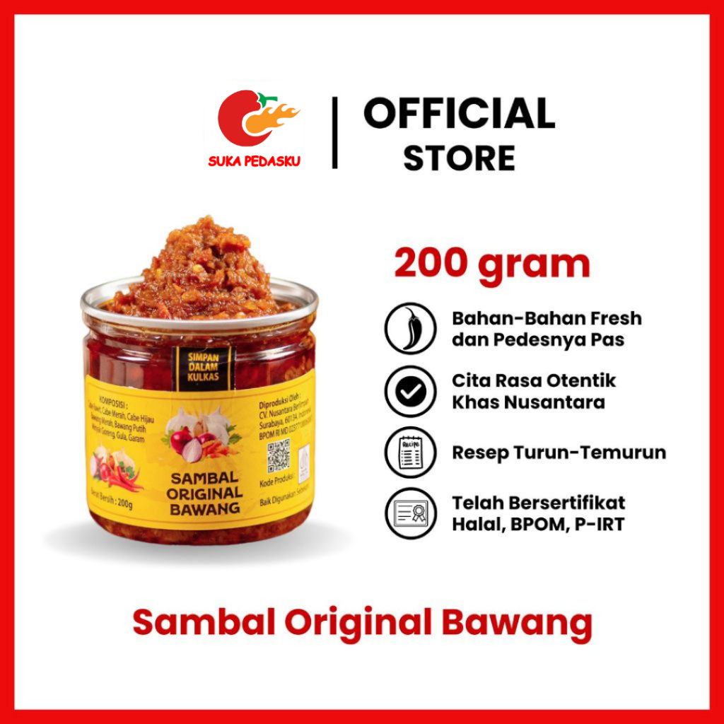 

SAMBAL ORIGINAL BAWANG 200 gram produk dijamin 100% halal